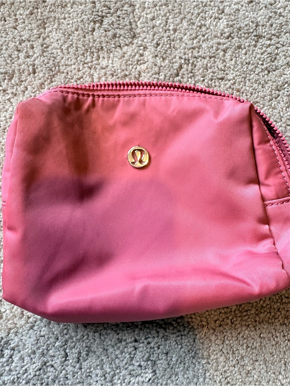 lululemon athletica Pink Cosmetic Pouch with Gold Logo